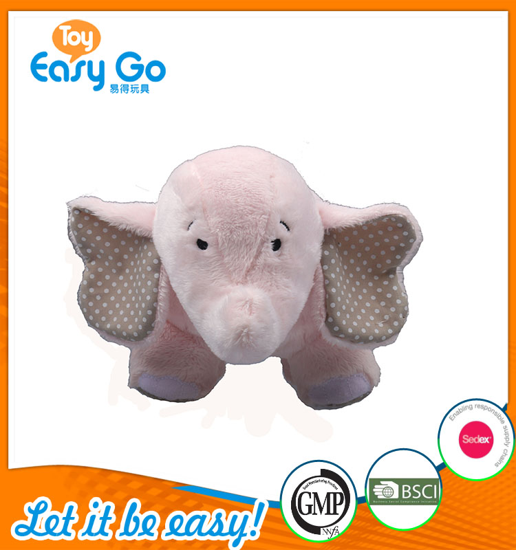 high quality customized production cute pink elephant plush 